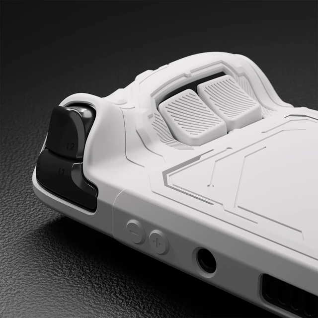 Alt view image 4 of 7 - PlayVital Mecha Protective Case for Steam Deck Anti-Slip Silicone Grip Cover for Steam Deck OLED & LCD | Shockproof Shell with Back Button Enhancement Set & Thumb Grips & Stickers White