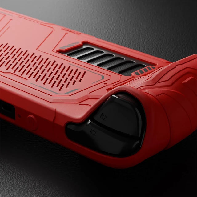 Alt view image 3 of 7 - PlayVital Mecha Protective Case for Steam Deck Anti-Slip Silicone Grip Cover for Steam Deck OLED & LCD | Shockproof Shell with Back Button Enhancement Set & Thumb Grips & Stickers Red