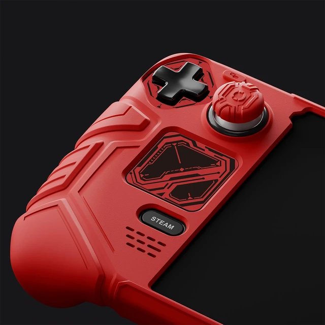 Alt view image 2 of 7 - PlayVital Mecha Protective Case for Steam Deck Anti-Slip Silicone Grip Cover for Steam Deck OLED & LCD | Shockproof Shell with Back Button Enhancement Set & Thumb Grips & Stickers Red