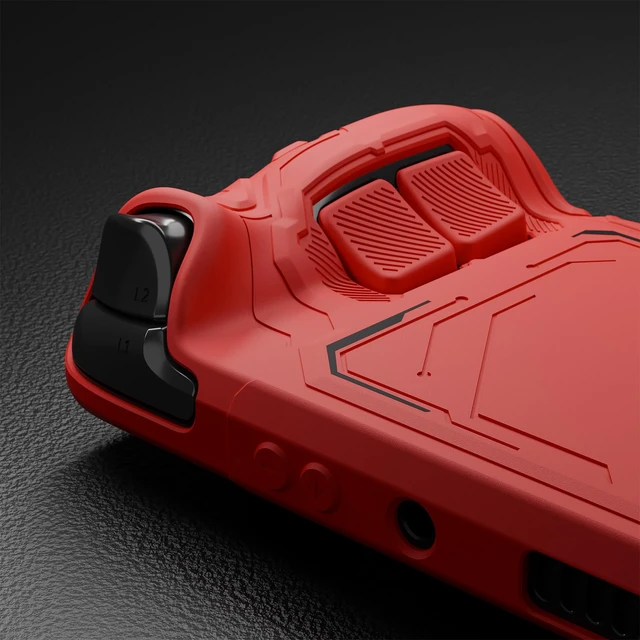 Alt view image 4 of 7 - PlayVital Mecha Protective Case for Steam Deck Anti-Slip Silicone Grip Cover for Steam Deck OLED & LCD | Shockproof Shell with Back Button Enhancement Set & Thumb Grips & Stickers Red