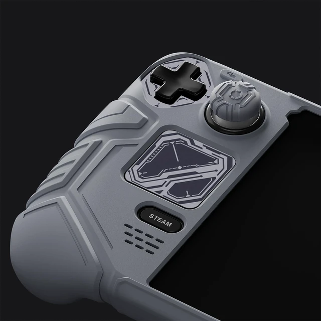 Alt view image 2 of 7 - PlayVital Mecha Protective Case for Steam Deck Anti-Slip Silicone Grip Cover for Steam Deck OLED & LCD | Shockproof Shell with Back Button Enhancement Set & Thumb Grips & Stickers Gray