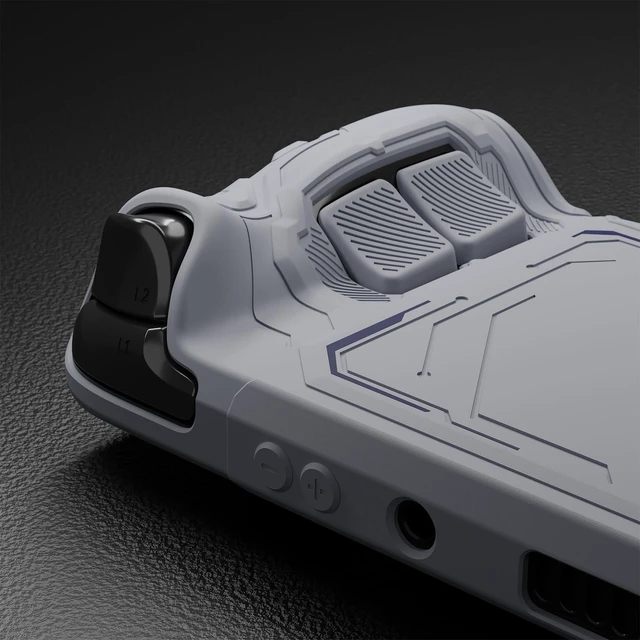 Alt view image 4 of 7 - PlayVital Mecha Protective Case for Steam Deck Anti-Slip Silicone Grip Cover for Steam Deck OLED & LCD | Shockproof Shell with Back Button Enhancement Set & Thumb Grips & Stickers Gray