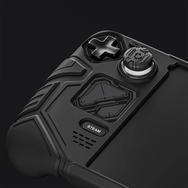 Alt view image 2 of 7 - PlayVital Mecha Protective Case for Steam Deck Anti-Slip Silicone Grip Cover for Steam Deck OLED & LCD | Shockproof Shell with Back Button Enhancement Set & Thumb Grips & Stickers Black