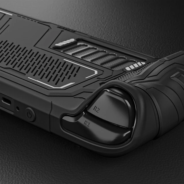 Alt view image 3 of 7 - PlayVital Mecha Protective Case for Steam Deck Anti-Slip Silicone Grip Cover for Steam Deck OLED & LCD | Shockproof Shell with Back Button Enhancement Set & Thumb Grips & Stickers Black