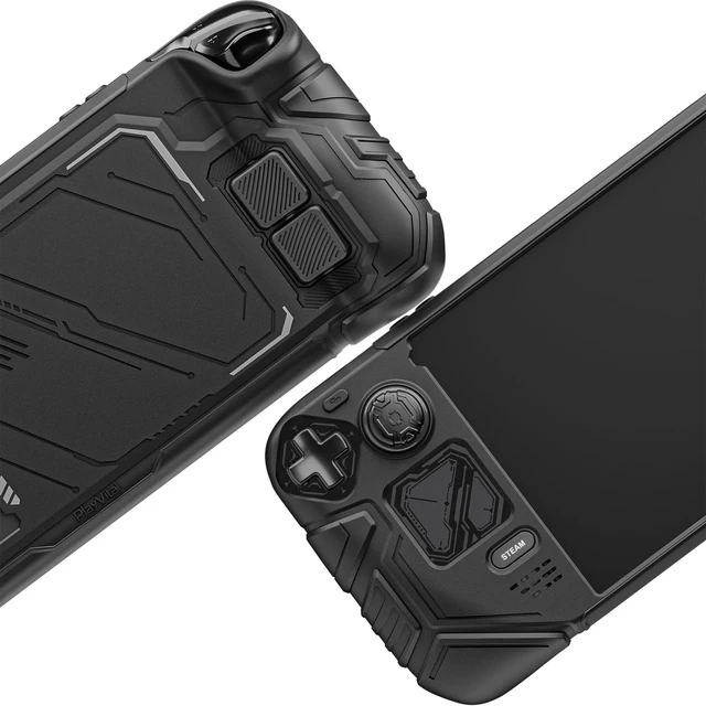 Alt view image 7 of 7 - PlayVital Mecha Protective Case for Steam Deck Anti-Slip Silicone Grip Cover for Steam Deck OLED & LCD | Shockproof Shell with Back Button Enhancement Set & Thumb Grips & Stickers Black