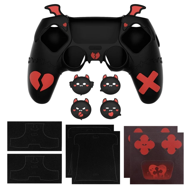 Alt view image 7 of 7 - PlayVital Gothic Imp Series Cute Silicone Case for ps5 Controller with 4 Thumb Grips and 6 Stickers, Anti-Slip Silicone Skin Cover, Compatible with ps5 Charging Station, Black