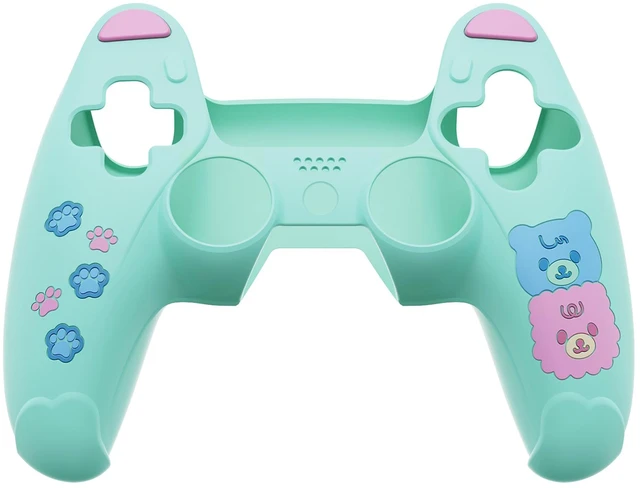 Alt view image 2 of 7 - PlayVital Cute Bear Controller Silicone Case for ps5, Kawaii Controller Cover Compatible with Charging Station, Gamepad Skin Protector for ps5 with Touch Pad Sticker & Thumb Grips - Green & Pink