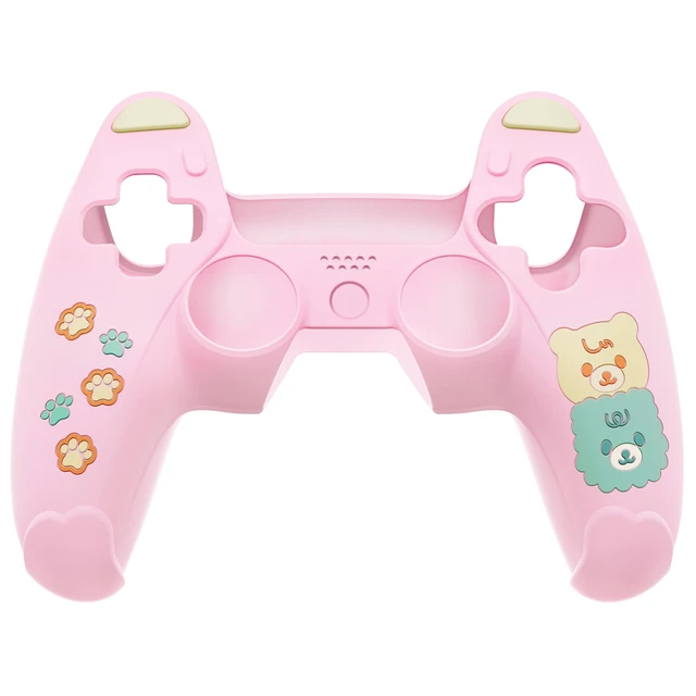 Alt view image 2 of 7 - PlayVital Cute Bear Controller Silicone Case for ps5, Kawaii Controller Cover Compatible with Charging Station, Gamepad Skin Protector for ps5 with Touch Pad Sticker & Thumb Grips - Pink & Yellow