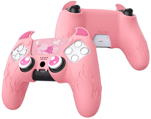 Main image of PlayVital Halloween Cute Demon Controller Silicone Case for ps5, Kawaii Controller Cover Gamepad Skin Protector for ps5 with Touch Pad Sticker & Thumb Grip Caps - Pink