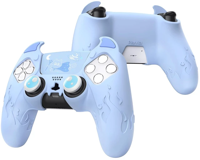 Main image of PlayVital Halloween Cute Demon Controller Silicone Case for ps5, Kawaii Controller Cover Gamepad Skin Protector for ps5 with Touch Pad Sticker & Thumb Grip Caps - Blue