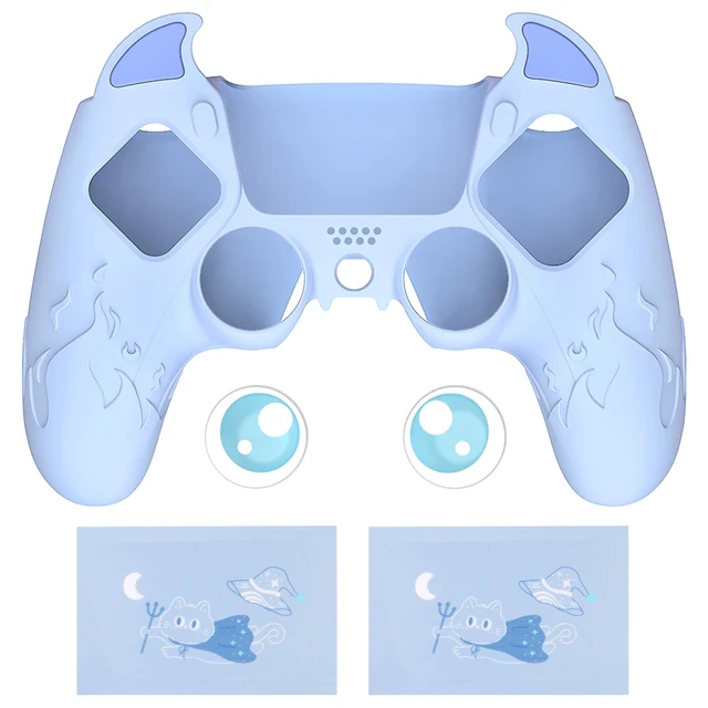Alt view image 7 of 7 - PlayVital Halloween Cute Demon Controller Silicone Case for ps5, Kawaii Controller Cover Gamepad Skin Protector for ps5 with Touch Pad Sticker & Thumb Grip Caps - Blue