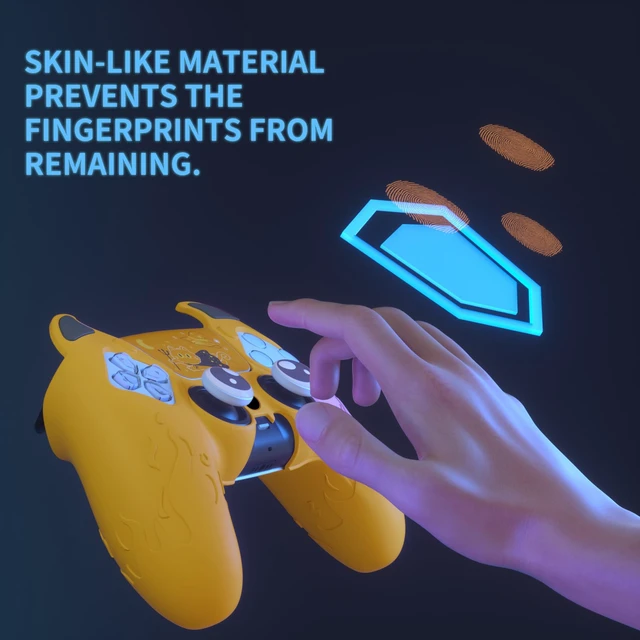 Alt view image 3 of 7 - PlayVital Halloween Cute Demon Controller Silicone Case for ps5, Kawaii Controller Cover Gamepad Skin Protector for ps5 with Touch Pad Sticker & Thumb Grip Caps - Yellow