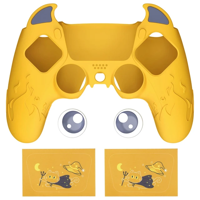 Alt view image 6 of 7 - PlayVital Halloween Cute Demon Controller Silicone Case for ps5, Kawaii Controller Cover Gamepad Skin Protector for ps5 with Touch Pad Sticker & Thumb Grip Caps - Yellow