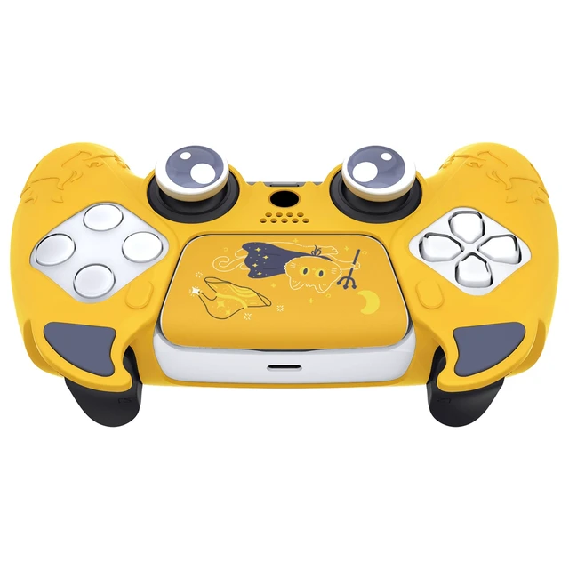 Alt view image 7 of 7 - PlayVital Halloween Cute Demon Controller Silicone Case for ps5, Kawaii Controller Cover Gamepad Skin Protector for ps5 with Touch Pad Sticker & Thumb Grip Caps - Yellow