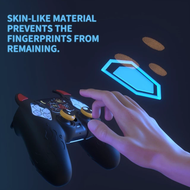 Alt view image 3 of 7 - PlayVital Halloween Cute Demon Controller Silicone Case for ps5, Kawaii Controller Cover Gamepad Skin Protector for ps5 with Touch Pad Sticker & Thumb Grip Caps - Black