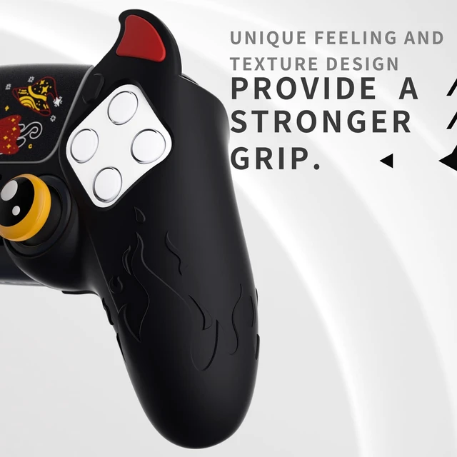 Alt view image 4 of 7 - PlayVital Halloween Cute Demon Controller Silicone Case for ps5, Kawaii Controller Cover Gamepad Skin Protector for ps5 with Touch Pad Sticker & Thumb Grip Caps - Black
