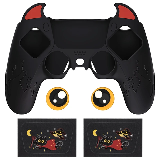 Alt view image 6 of 7 - PlayVital Halloween Cute Demon Controller Silicone Case for ps5, Kawaii Controller Cover Gamepad Skin Protector for ps5 with Touch Pad Sticker & Thumb Grip Caps - Black