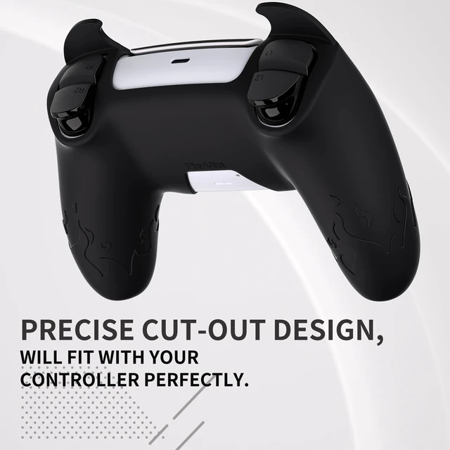 Alt view image 7 of 7 - PlayVital Halloween Cute Demon Controller Silicone Case for ps5, Kawaii Controller Cover Gamepad Skin Protector for ps5 with Touch Pad Sticker & Thumb Grip Caps - Black