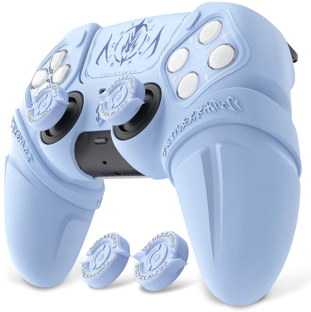 Main image of PlayVital Runes Edition Silicone Cover Skin for ps5 Controller with Thumb Grips & Touchpad Skin & D-pad Area Sticker, Anti-slip Controller Grip Cover Compatible with ps5 Charging Dock- Blue