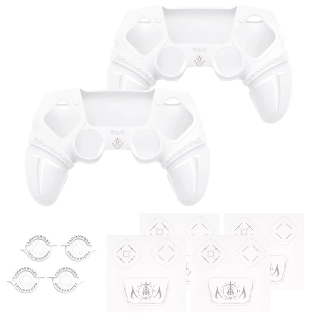 Alt view image 2 of 7 - PlayVital 2 Pack Runes Edition Silicone Cover Skin for ps5 Controller with Thumb Grips & Touchpad Skin & D-pad Area Sticker, Anti-Slip Controller Grip Case Compatible with ps5 Charging Dock- White
