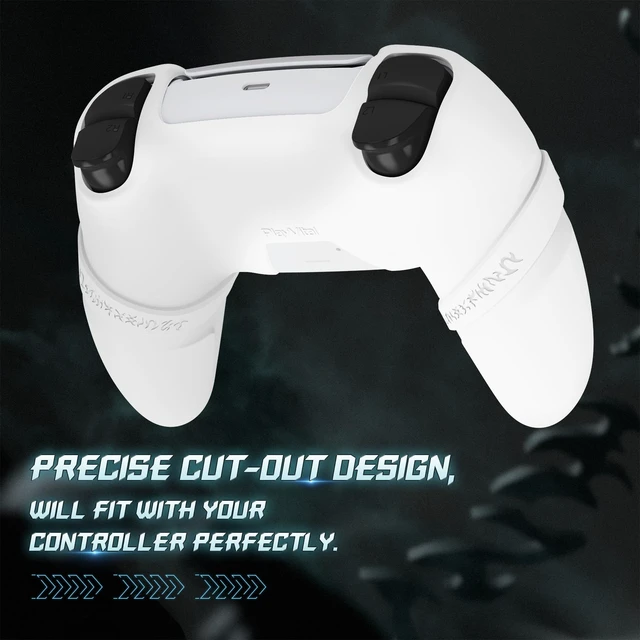 Alt view image 5 of 7 - PlayVital Runes Edition Silicone Cover Skin for ps5 Controller with Thumb Grips & Touchpad Skin & D-pad Area Sticker, Anti-Slip Controller Grip Cover Compatible with ps5 Charging Dock- White