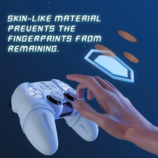 Alt view image 3 of 7 - PlayVital Runes Edition Silicone Cover Skin for ps5 Controller with Thumb Grips & Touchpad Skin & D-pad Area Sticker, Anti-slip Controller Grip Cover Compatible with ps5 Charging Dock- Blue