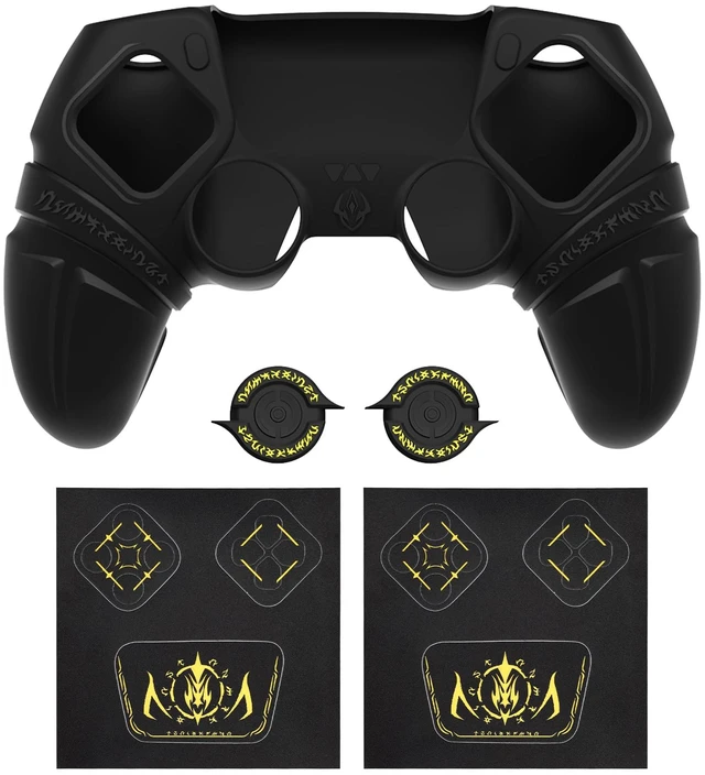 Alt view image 2 of 7 - PlayVital Runes Edition Silicone Cover Skin for ps5 Controller with Thumb Grips & Touchpad Skin & D-pad Area Sticker, Anti-slip Controller Grip Cover Compatible with ps5 Charging Dock- Black