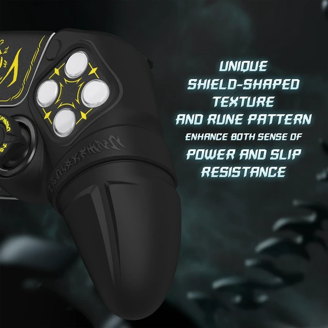 Alt view image 4 of 7 - PlayVital Runes Edition Silicone Cover Skin for ps5 Controller with Thumb Grips & Touchpad Skin & D-pad Area Sticker, Anti-slip Controller Grip Cover Compatible with ps5 Charging Dock- Black