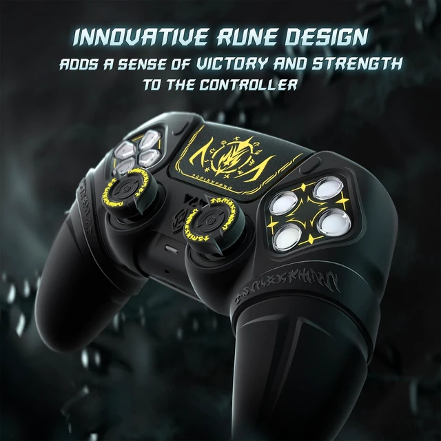 Alt view image 6 of 7 - PlayVital Runes Edition Silicone Cover Skin for ps5 Controller with Thumb Grips & Touchpad Skin & D-pad Area Sticker, Anti-slip Controller Grip Cover Compatible with ps5 Charging Dock- Black