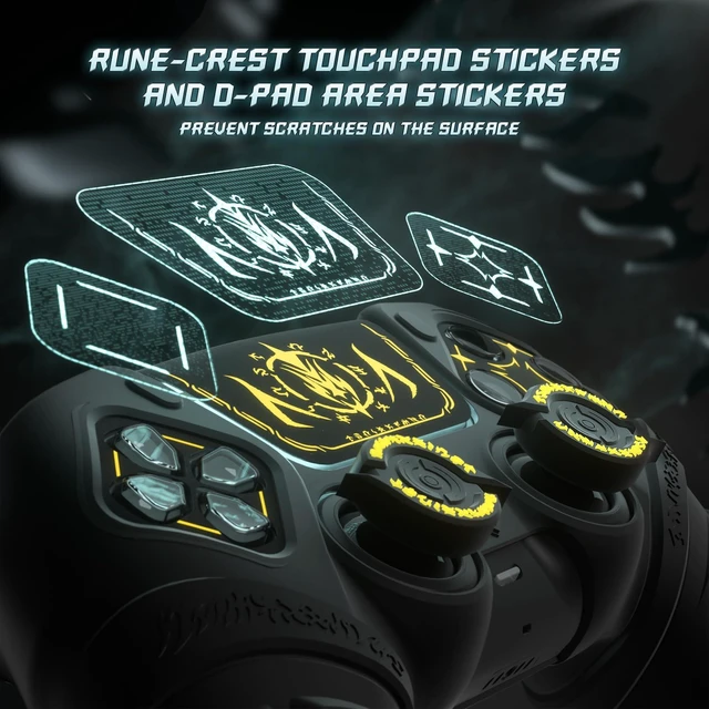 Alt view image 7 of 7 - PlayVital Runes Edition Silicone Cover Skin for ps5 Controller with Thumb Grips & Touchpad Skin & D-pad Area Sticker, Anti-slip Controller Grip Cover Compatible with ps5 Charging Dock- Black