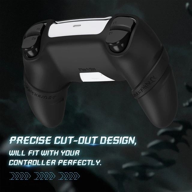 Alt view image 5 of 7 - PlayVital Runes Edition Silicone Cover Skin for ps5 Controller with Thumb Grips & Touchpad Skin & D-pad Area Sticker, Anti-slip Controller Grip Cover Compatible with ps5 Charging Dock- Black