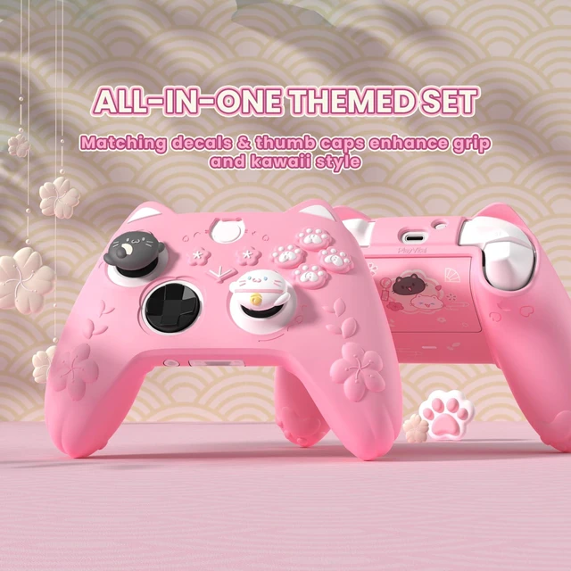 Alt view image 3 of 7 - PlayVital Cute Silicone Controller Skin for Xbox Series X/S - Cherry Blossoms Kitten Anti-slip Grip Protector W/Thumb Grips & Sticker - Soft Rubber Cover for Xbox Core Wireless Controller - Pink