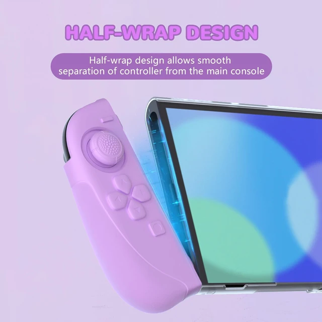Alt view image 3 of 7 - playvital Ranger Protective Case for Nintendo Switch 2 with Stand | Ergonomic Anti-Slip Silicone Grips, Dockable Hard Shell, 4 Thumbstick Caps | Quick-Release-Joycon Design, Soft Violet & Mint Green