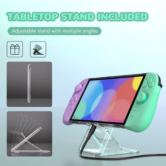 Alt view image 6 of 7 - playvital Ranger Protective Case for Nintendo Switch 2 with Stand | Ergonomic Anti-Slip Silicone Grips, Dockable Hard Shell, 4 Thumbstick Caps | Quick-Release-Joycon Design, Soft Violet & Mint Green