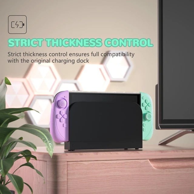 Alt view image 5 of 7 - playvital Ranger Protective Case for Nintendo Switch 2 with Stand | Ergonomic Anti-Slip Silicone Grips, Dockable Hard Shell, 4 Thumbstick Caps | Quick-Release-Joycon Design, Soft Violet & Mint Green