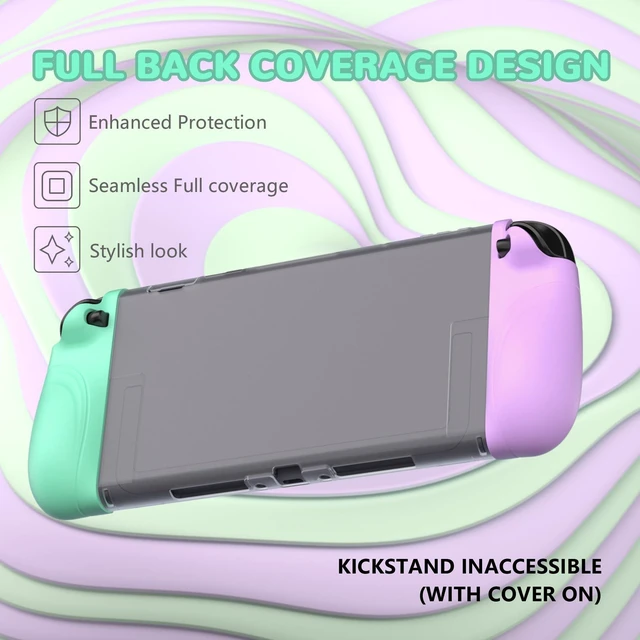 Alt view image 7 of 7 - playvital Ranger Protective Case for Nintendo Switch 2 with Stand | Ergonomic Anti-Slip Silicone Grips, Dockable Hard Shell, 4 Thumbstick Caps | Quick-Release-Joycon Design, Soft Violet & Mint Green