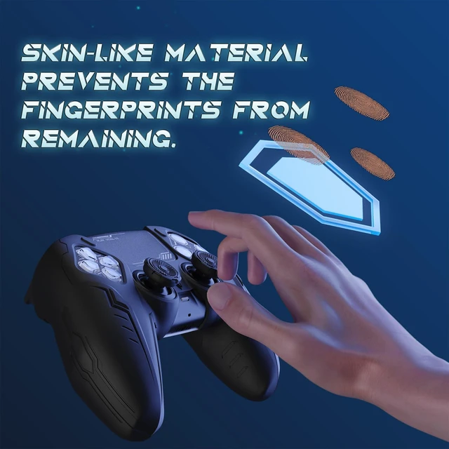 Alt view image 4 of 7 - PlayVital Silicone Skin Set for PS5 Controller - Charging Dock Compatible, Full Protection Case with Futuristic CyberMech Design, Soft Cover with Thumb Grips & Stickers - Black
