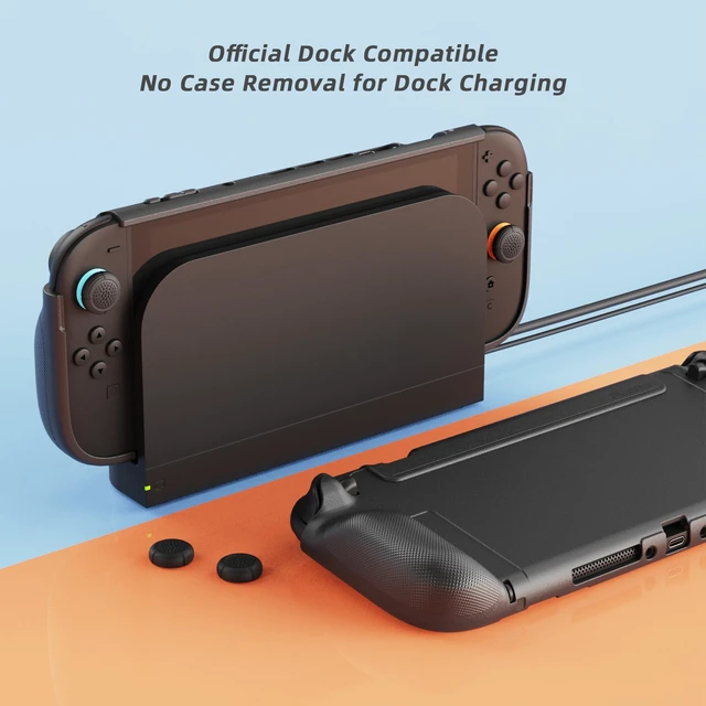 Alt view image 2 of 7 - PlayVital Pure Grip Case for Nintendo Switch 2 Shockproof TPU Cover Ergonomic Anti-Slip Grips Design & Thumbstick Caps - Black