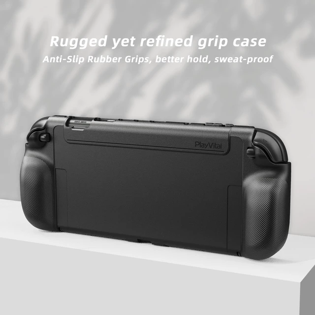 Alt view image 4 of 7 - PlayVital Pure Grip Case for Nintendo Switch 2 Shockproof TPU Cover Ergonomic Anti-Slip Grips Design & Thumbstick Caps - Black