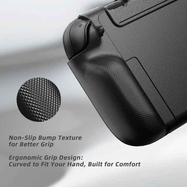 Alt view image 7 of 7 - PlayVital Pure Grip Case for Nintendo Switch 2 Shockproof TPU Cover Ergonomic Anti-Slip Grips Design & Thumbstick Caps - Black