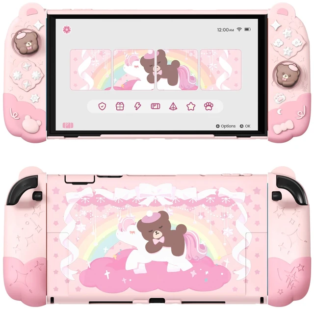 Main image of PlayVital Good Night Bear Dockable Case for Nintendo Switch 2 with Stand | Split Design Silicone Joycon Grips, PC Console Hard Shell, 2 Joystick Caps | Cute Protective Cover Bundle Pink