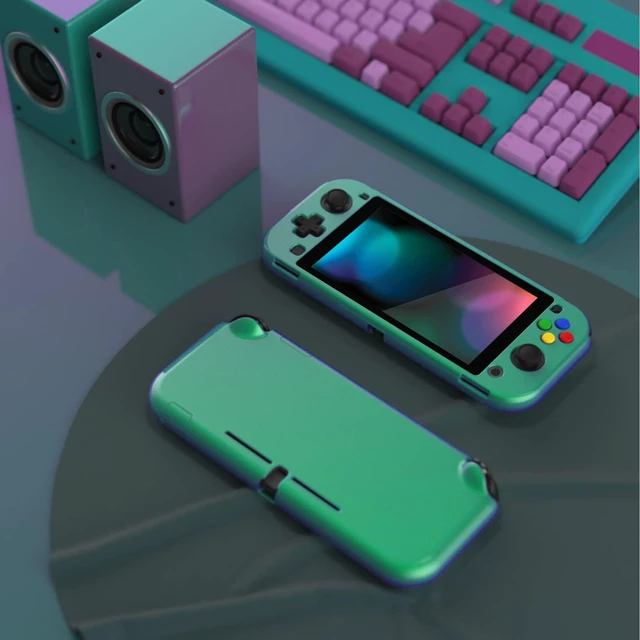 Alt view image 3 of 7 - PlayVital Glossy Chameleon Green Purple Protective Case for Nintendo Switch Lite, Hard Cover Protector for Nintendo Switch Lite - 1 x Black Border Tempered Glass Screen Protector Included