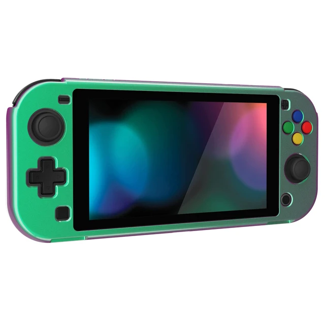 Alt view image 6 of 7 - PlayVital Glossy Chameleon Green Purple Protective Case for Nintendo Switch Lite, Hard Cover Protector for Nintendo Switch Lite - 1 x Black Border Tempered Glass Screen Protector Included
