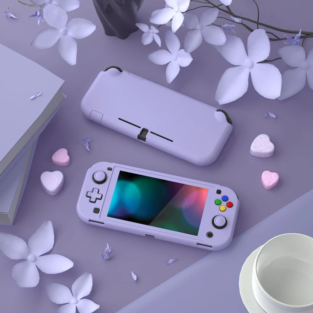 Alt view image 4 of 7 - PlayVital Light Violet Protective Grip Case for Nintendo Switch Lite, Hard Cover Protector for Nintendo Switch Lite - Screen Protector & Thumb Grips & Buttons Caps Stickers Included