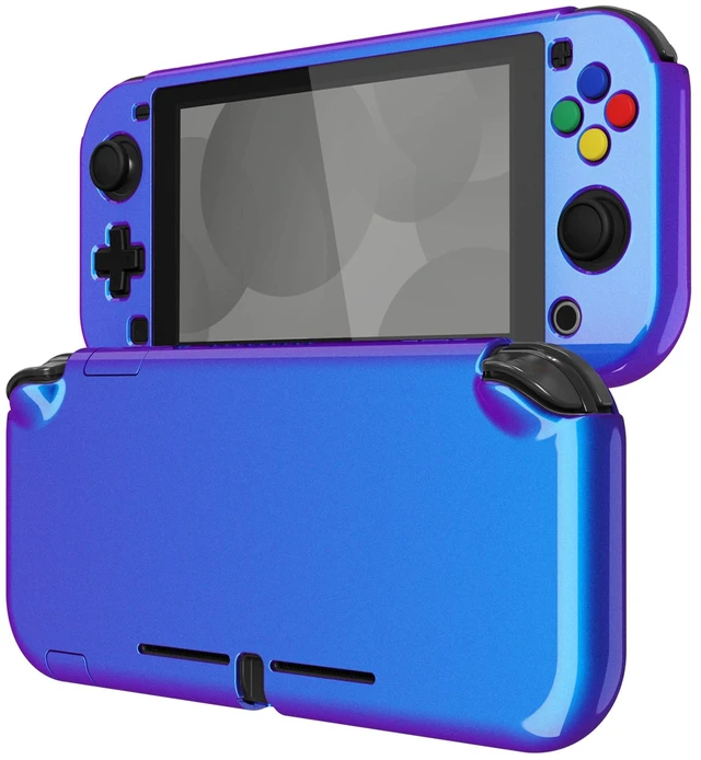 Main image of PlayVital Glossy Chameleon Purple Blue Protective Case for Nintendo Switch Lite, Hard Cover Protector for Nintendo Switch Lite - 1 x Black Border Tempered Glass Screen Protector Included