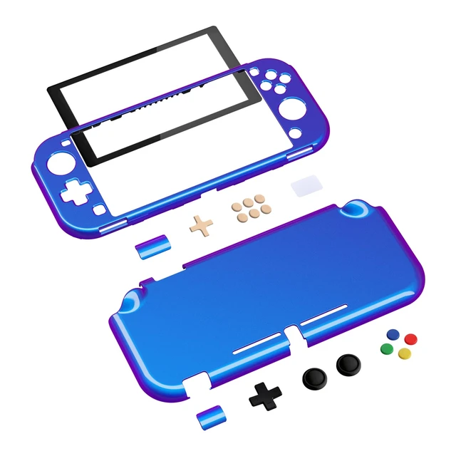Alt view image 2 of 7 - PlayVital Glossy Chameleon Purple Blue Protective Case for Nintendo Switch Lite, Hard Cover Protector for Nintendo Switch Lite - 1 x Black Border Tempered Glass Screen Protector Included