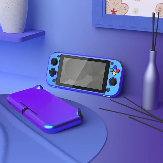 Alt view image 4 of 7 - PlayVital Glossy Chameleon Purple Blue Protective Case for Nintendo Switch Lite, Hard Cover Protector for Nintendo Switch Lite - 1 x Black Border Tempered Glass Screen Protector Included