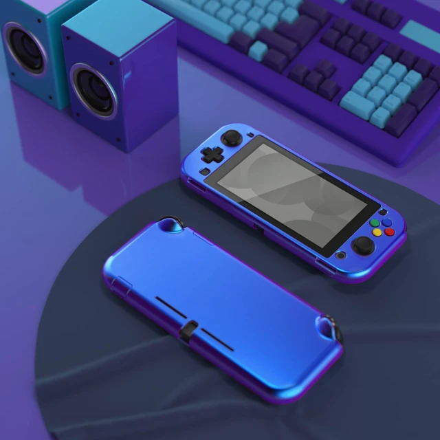 Alt view image 3 of 7 - PlayVital Glossy Chameleon Purple Blue Protective Case for Nintendo Switch Lite, Hard Cover Protector for Nintendo Switch Lite - 1 x Black Border Tempered Glass Screen Protector Included