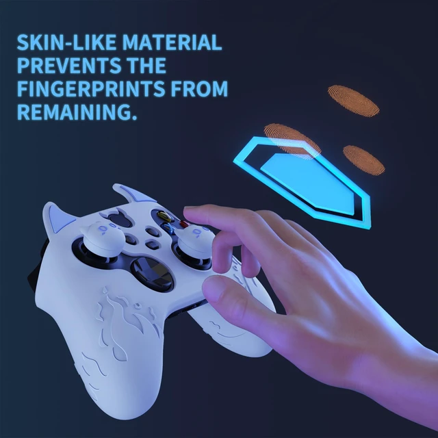 Alt view image 4 of 7 - PlayVital Halloween Cute Demon Silicone Cover for Xbox Series X/S Controller, Kawaii Anti-Slip Controller Skin Grip Protector for Xbox Core Wireless Controller with Thumb Grip Caps - Blue