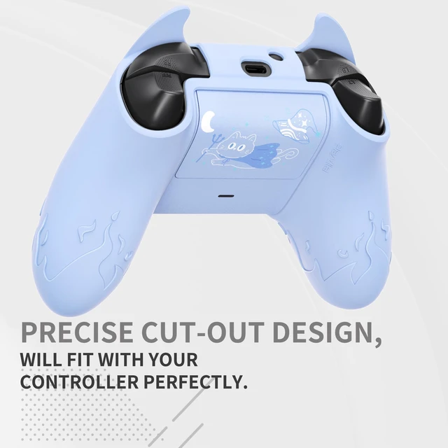 Alt view image 6 of 7 - PlayVital Halloween Cute Demon Silicone Cover for Xbox Series X/S Controller, Kawaii Anti-Slip Controller Skin Grip Protector for Xbox Core Wireless Controller with Thumb Grip Caps - Blue